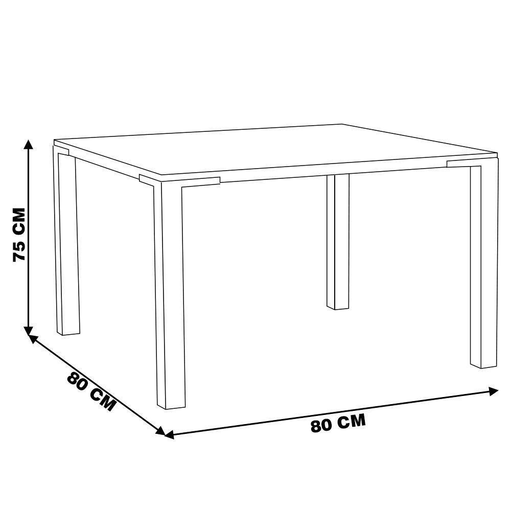 Mesa Sala de Jantar Quadrada 80cm Madeira Maciça Brown - 4