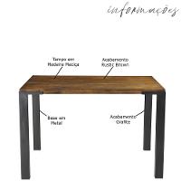 Mesa Sala de Jantar Quadrada 80cm Madeira Maciça Brown