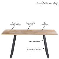 Mesa Sala de Jantar Ogleary 160cm Grafite Madeira Maciça - 5