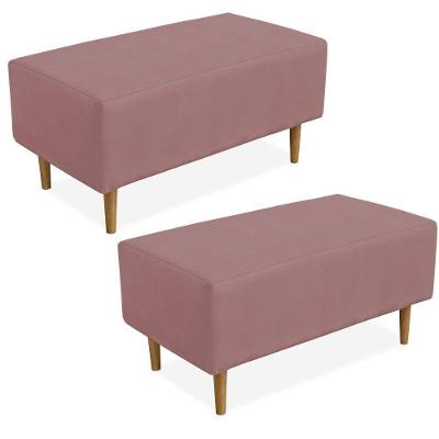 Kit 02 Puffs Cléo W01 Pés Palito 90 Cm Suede Rosê