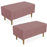 Kit 02 Puffs Cléo W01 Pés Palito 90 Cm Suede Rosê - 1