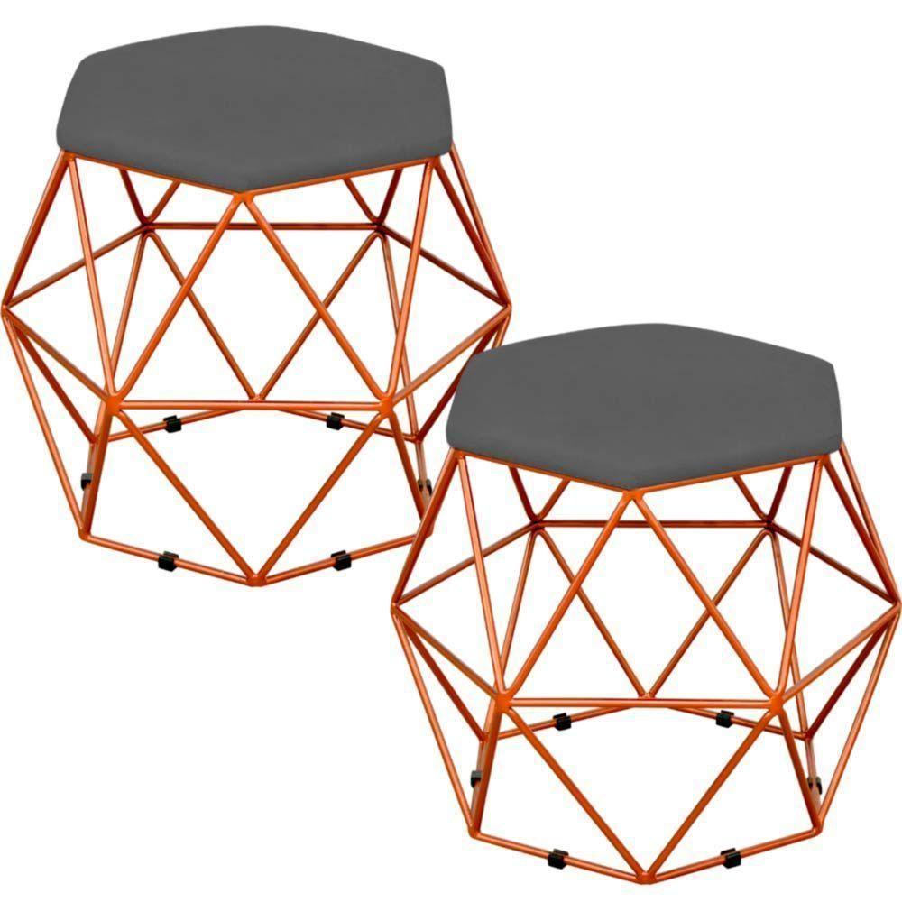 Kit 02 Puffs Aramado Bronze Six L02 Suede Cinza - 1