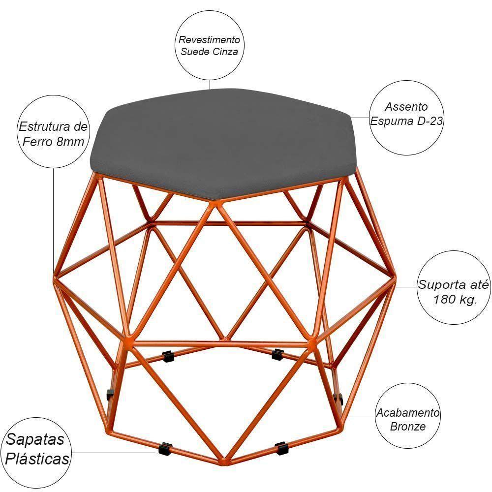 Kit 02 Puffs Aramado Bronze Six L02 Suede Cinza - 6