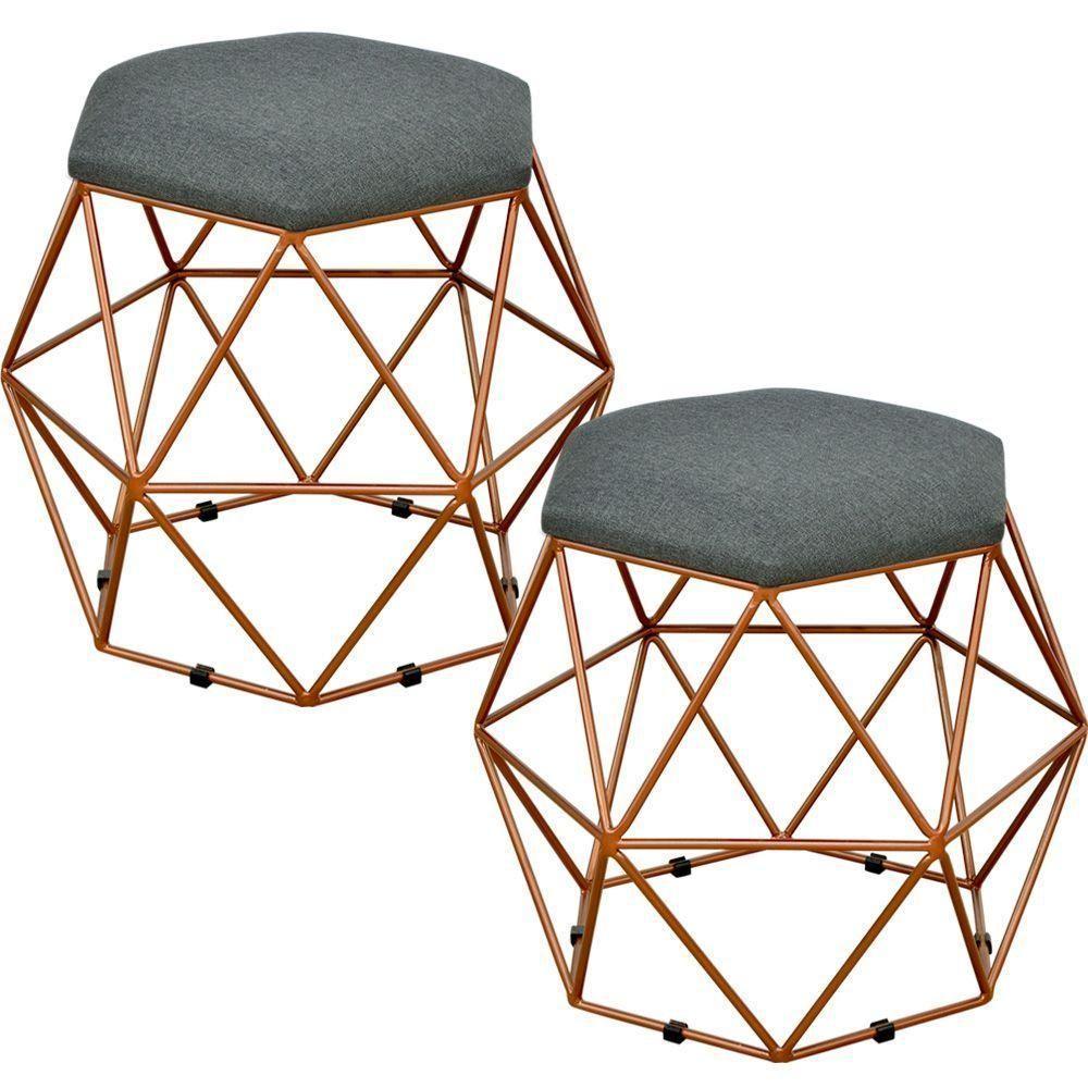 Kit 02 Puffs Aramado Bronze Six L02 Linho Chumbo - 1