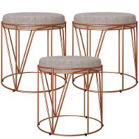 Kit 03 Puffs Decorativo Aramado Bronze Zaya L02 Linho Bege - 1