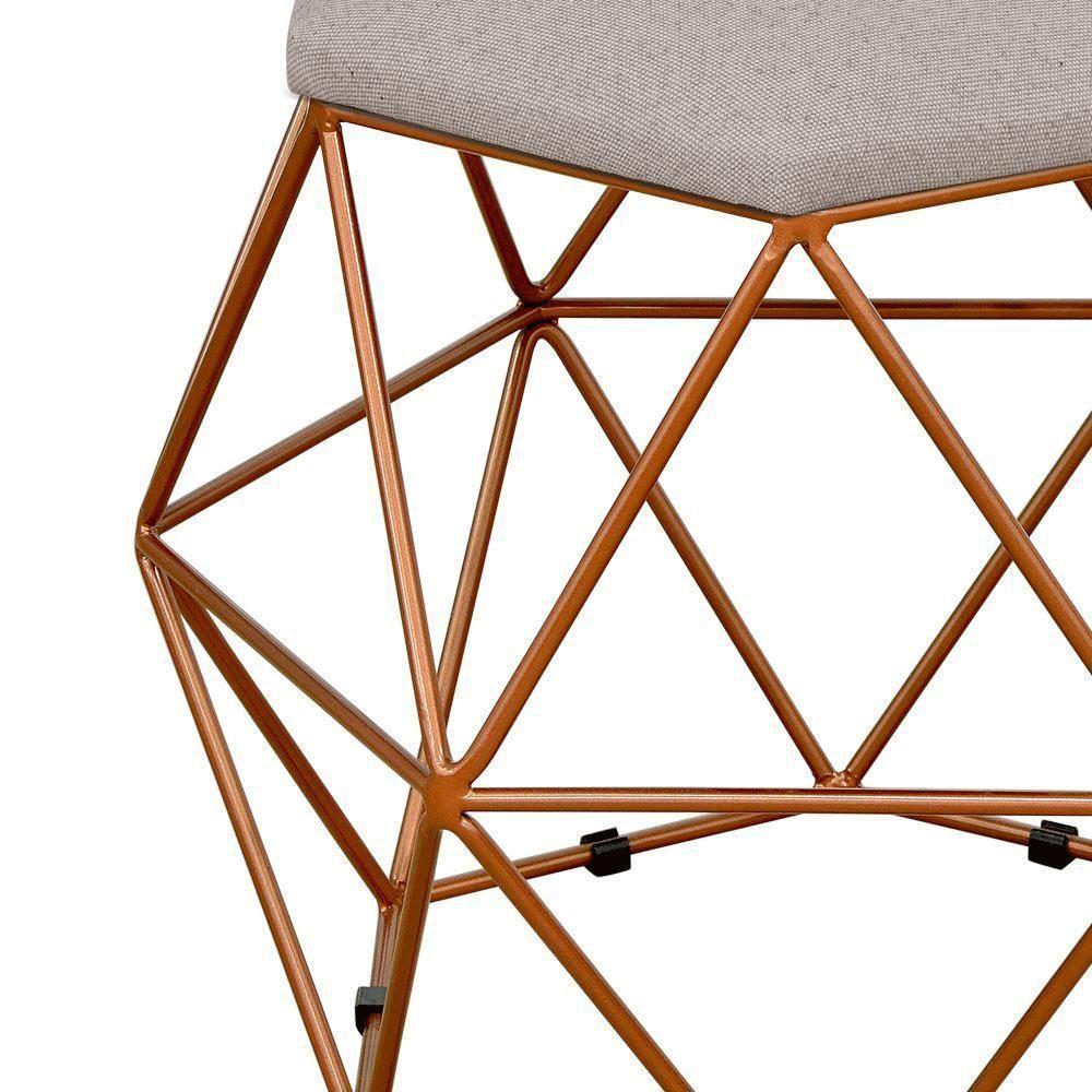 Kit 03 Puffs Aramado Bronze Six L02 Linho Bege - 4