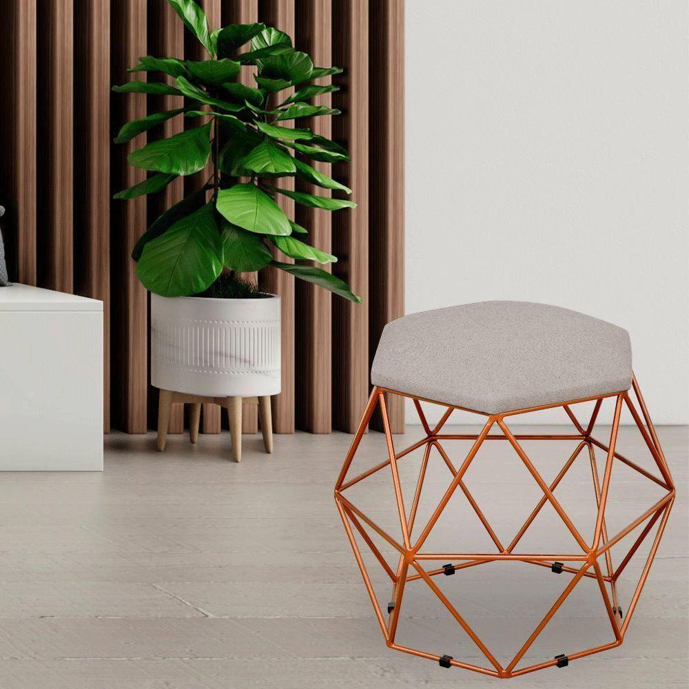 Kit 03 Puffs Aramado Bronze Six L02 Linho Bege - 6