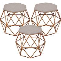 Kit 03 Puffs Aramado Bronze Six L02 Linho Bege - 1