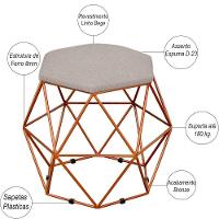 Kit 03 Puffs Aramado Bronze Six L02 Linho Bege - 3