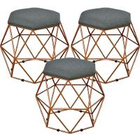 Kit 03 Puffs Aramado Bronze Six L02 Linho Chumbo - 1