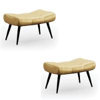 Kit 02 Puffs Sher Facto Pés Palito De Ferro Cor Dourado - 1