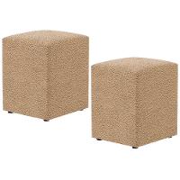 Kit 02 Puffs Quadrado Decorativo Sala De Estar L02 Bouclê Mostarda - 1