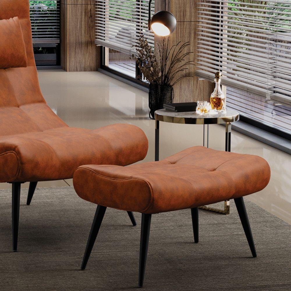 Kit 02 Puffs Sher Corano Pés Palito De Ferro Cor Nozes - 3