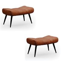 Kit 02 Puffs Sher Corano Pés Palito De Ferro Cor Nozes - 1