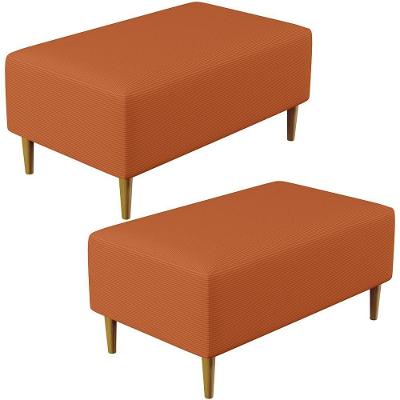 Kit 02 Puffs Decorativos Sala De Estar Cléo W01 Pés Palito 90cm Tecido Terracota