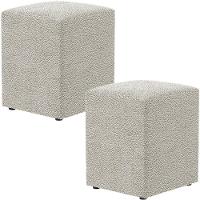 Kit 02 Puffs Quadrado Decorativo L02 Bouclê Creme - 1