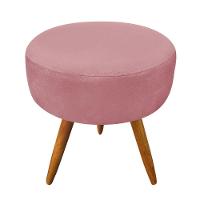 Puff Banqueta Redonda Nina Suede Rosê - 3