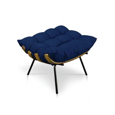 Puff Costela Suede Base Metálica Pallazio Azul Marinho