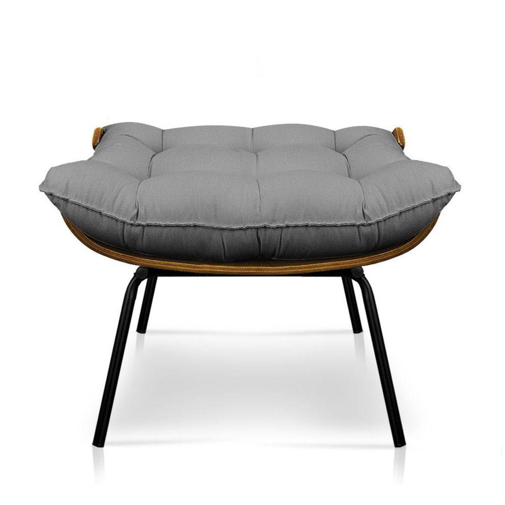 Puff Costela Linho Grafite A26 Base de Metal - 2