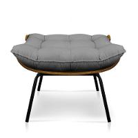 Puff Costela Linho Grafite A26 Base de Metal - 2