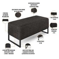 Puff Cléo W01 Base De Ferro 90 Cm Linho Chumbo - 5