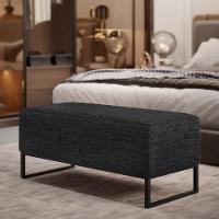 Puff Cléo W01 Base De Ferro 90 Cm Linho Chumbo - 7