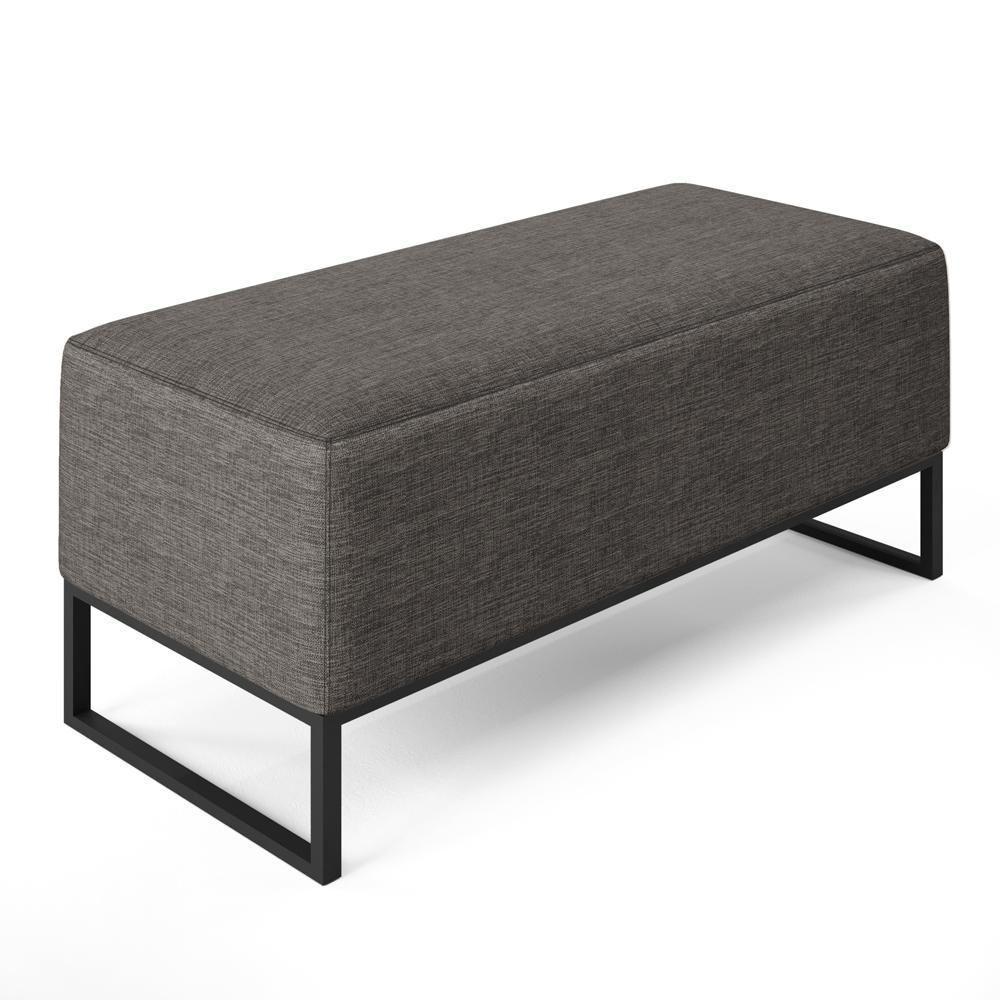 Puff Cléo W01 Base De Ferro 90 Cm Linho Cinza Escuro - 1