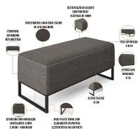 Puff Cléo W01 Base De Ferro 90 Cm Linho Cinza Escuro - 5