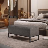 Puff Cléo W01 Base De Ferro 90 Cm Linho Cinza Escuro - 7