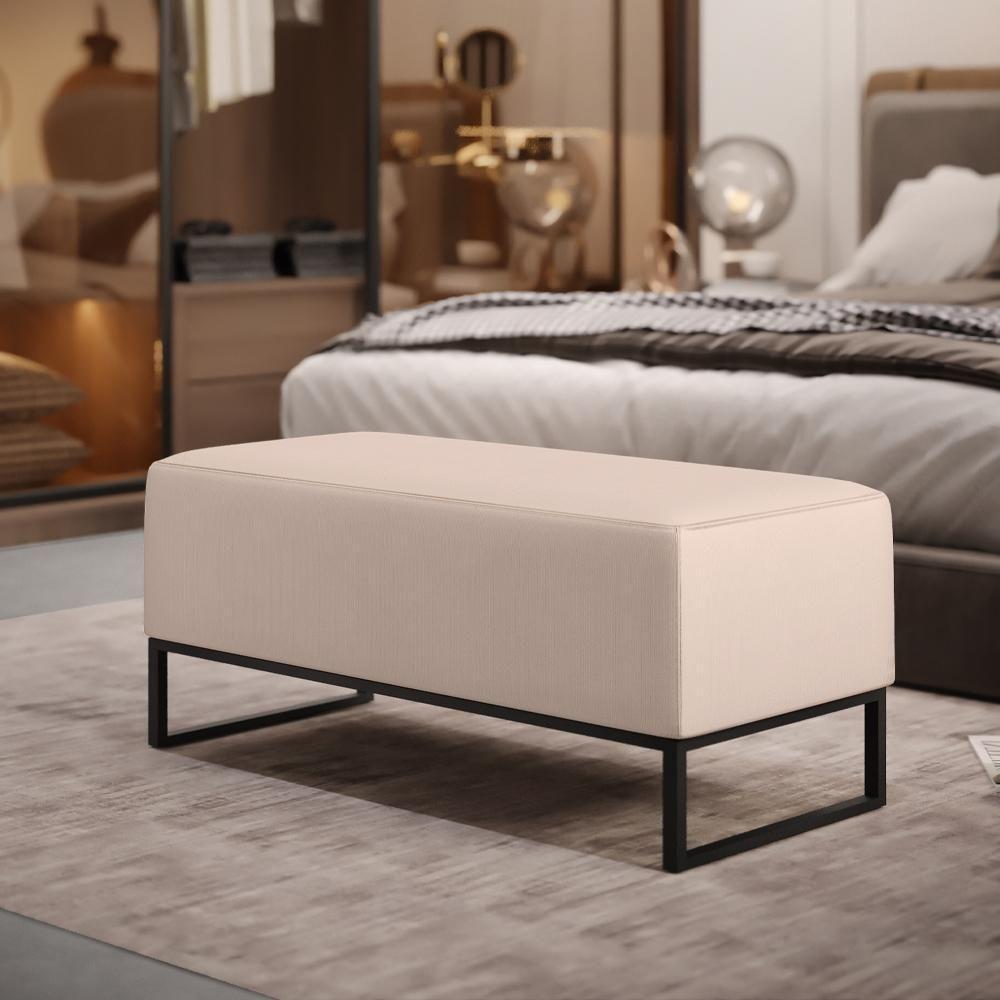 Puff Cléo W01 Base De Ferro 90 Cm Suede Bege - 7