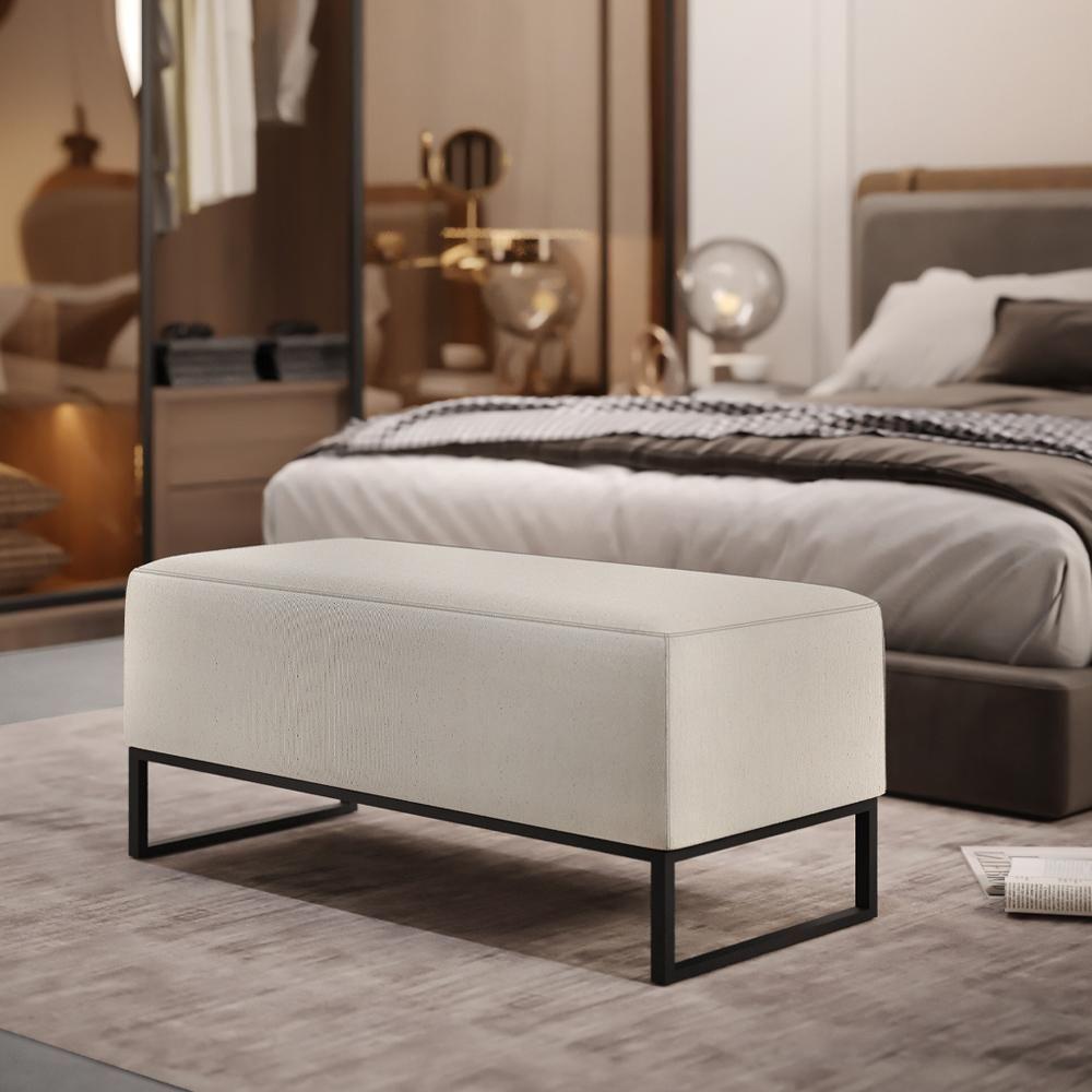 Puff Cléo W01 Base De Ferro 90 Cm Linho Cru - 7