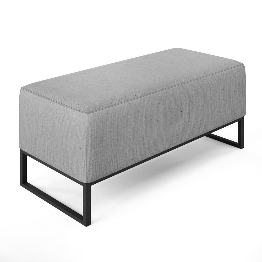 Puff Cléo W01 Base De Ferro 90 Cm Linho Cinza - 1