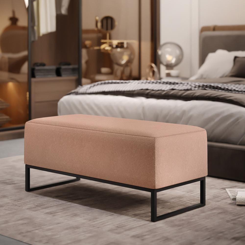 Puff Cléo W01 Base De Ferro 90 Cm Linho Rosê - 7