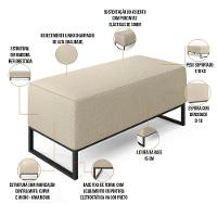 Puff Cléo W01 Base De Ferro 90 Cm Linho Champagne - 5