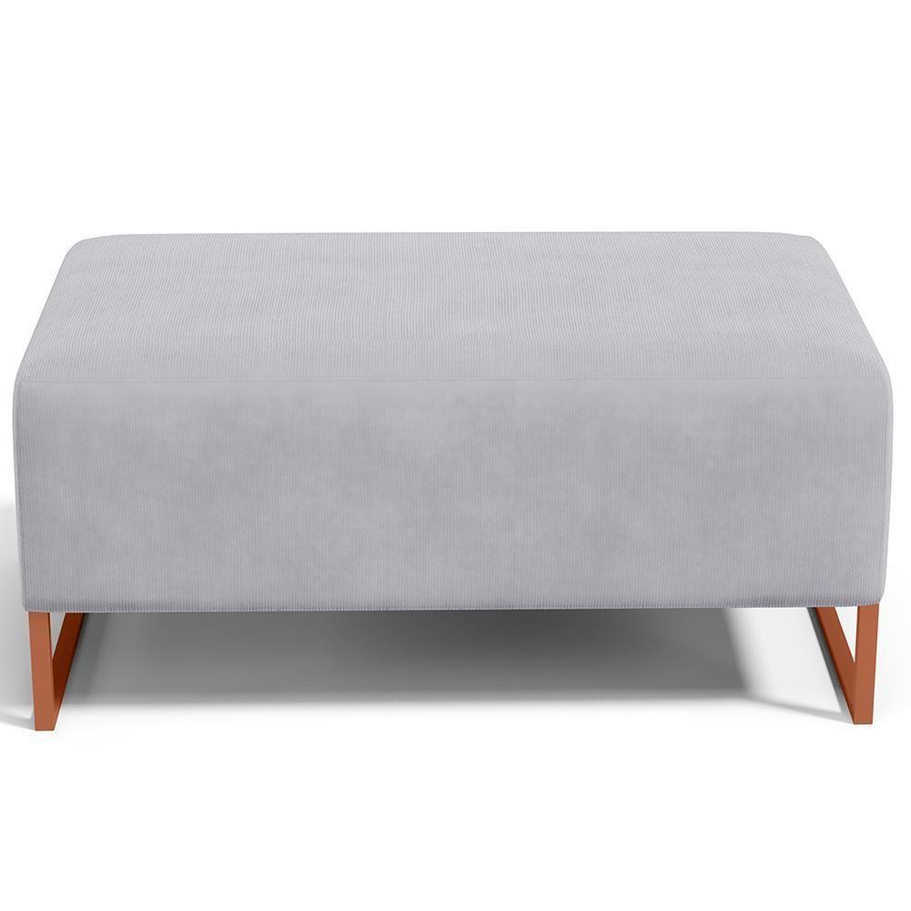 Puff Decorativo Sala De Estar Cléo 90cm Base De Ferro Cobre W01 Suede Cinza - Lyam Decor - 3