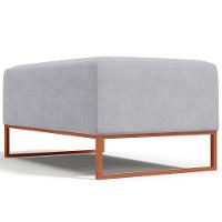 Puff Decorativo Sala De Estar Cléo 90cm Base De Ferro Cobre W01 Suede Cinza - Lyam Decor - 2