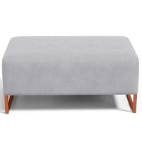 Puff Decorativo Sala De Estar Cléo 90cm Base De Ferro Cobre W01 Suede Cinza - Lyam Decor - 3