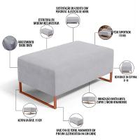 Puff Decorativo Sala De Estar Cléo 90cm Base De Ferro Cobre W01 Suede Cinza - Lyam Decor - 6