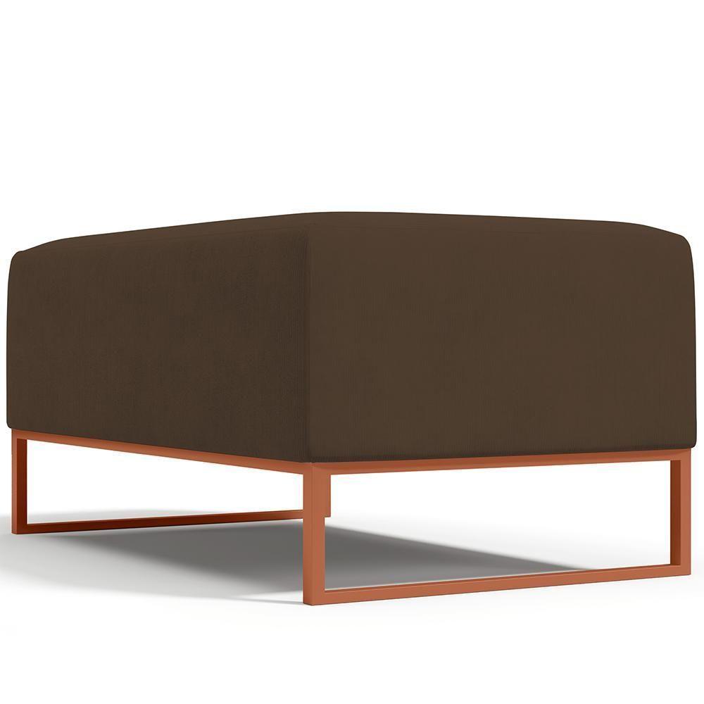 Puff Decorativo Sala De Estar Cléo 90cm Base De Ferro Cobre W01 Suede Marrom - Lyam Decor - 2