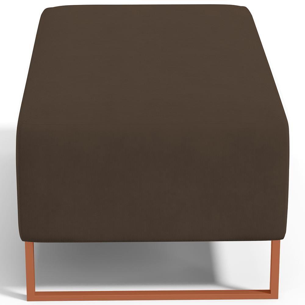 Puff Decorativo Sala De Estar Cléo 90cm Base De Ferro Cobre W01 Suede Marrom - Lyam Decor - 3