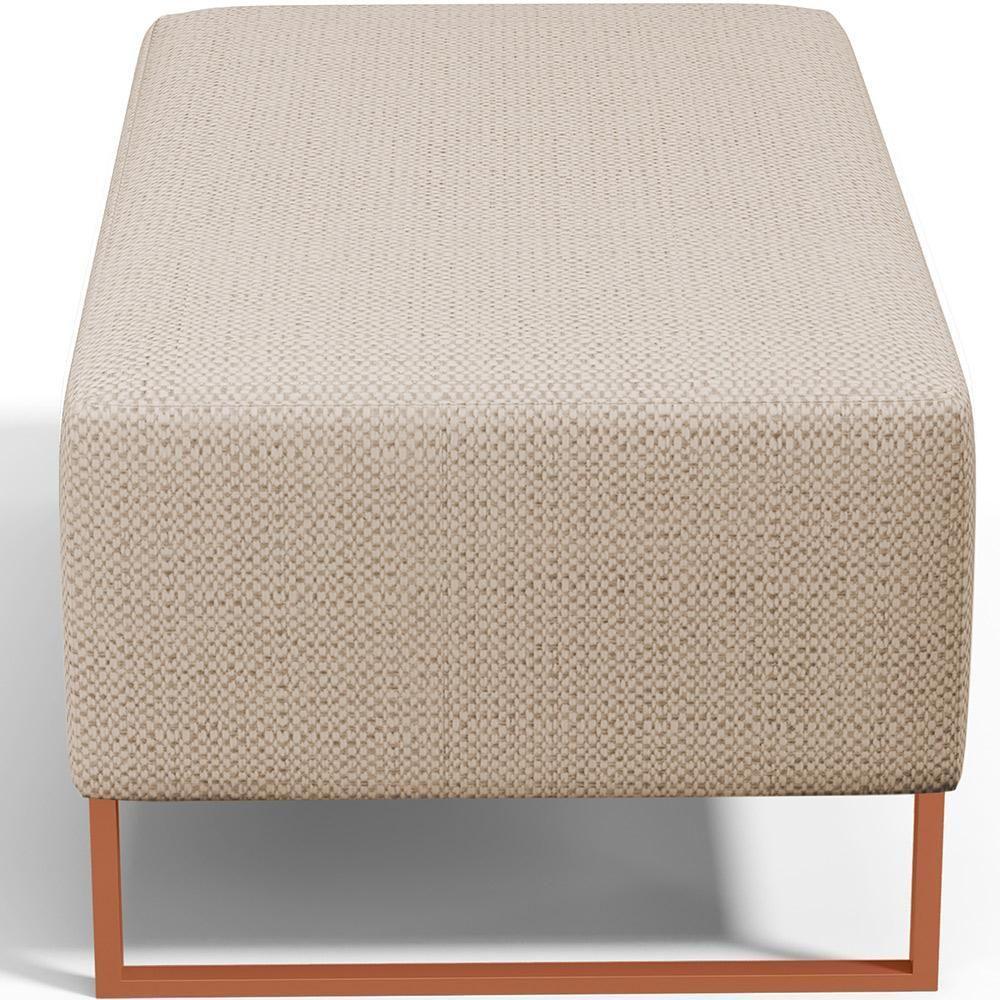 Puff Decorativo Sala De Estar Cléo 90cm Base De Ferro Cobre W01 Linho Bege Escuro- Lyam Decor - 3