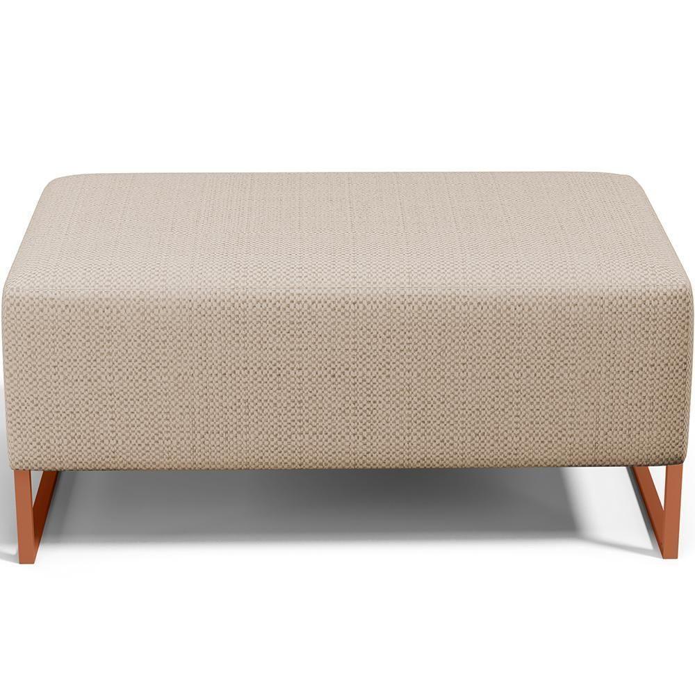 Puff Decorativo Sala De Estar Cléo 90cm Base De Ferro Cobre W01 Linho Bege Escuro- Lyam Decor - 4