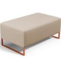 Puff Decorativo Sala De Estar Cléo 90cm Base De Ferro Cobre W01 Linho Bege Escuro- Lyam Decor - 1