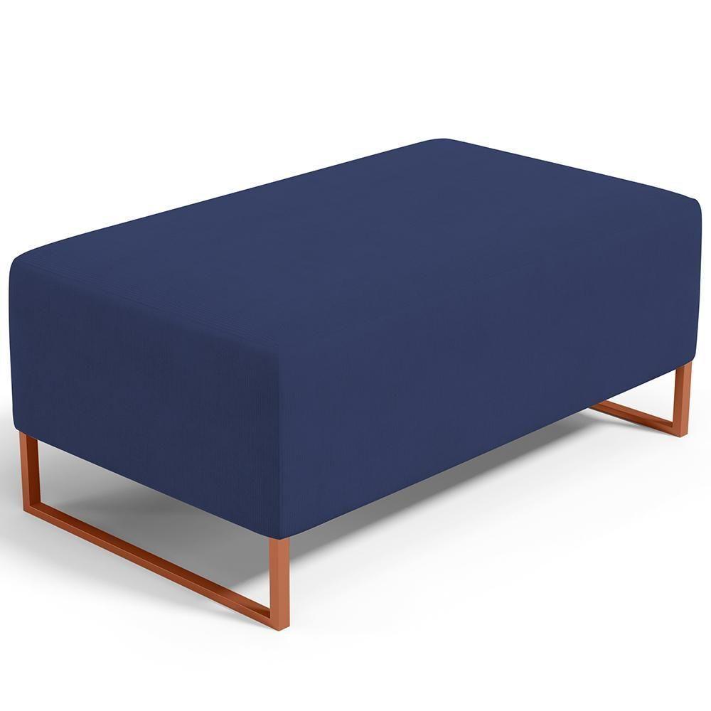 Puff Decorativo Sala De Estar Cléo 90cm Base De Ferro Cobre W01 Suede Azul Marinho - Lyam Decor - 1