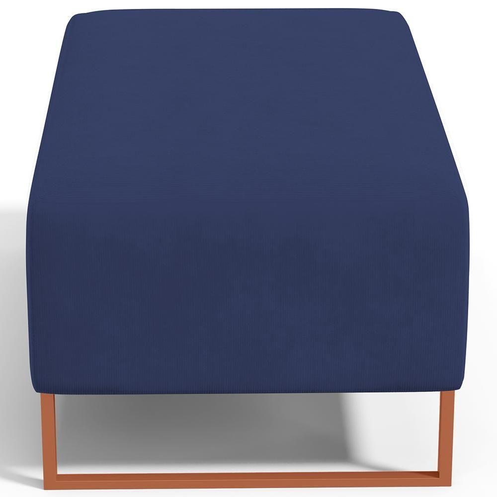 Puff Decorativo Sala De Estar Cléo 90cm Base De Ferro Cobre W01 Suede Azul Marinho - Lyam Decor - 3
