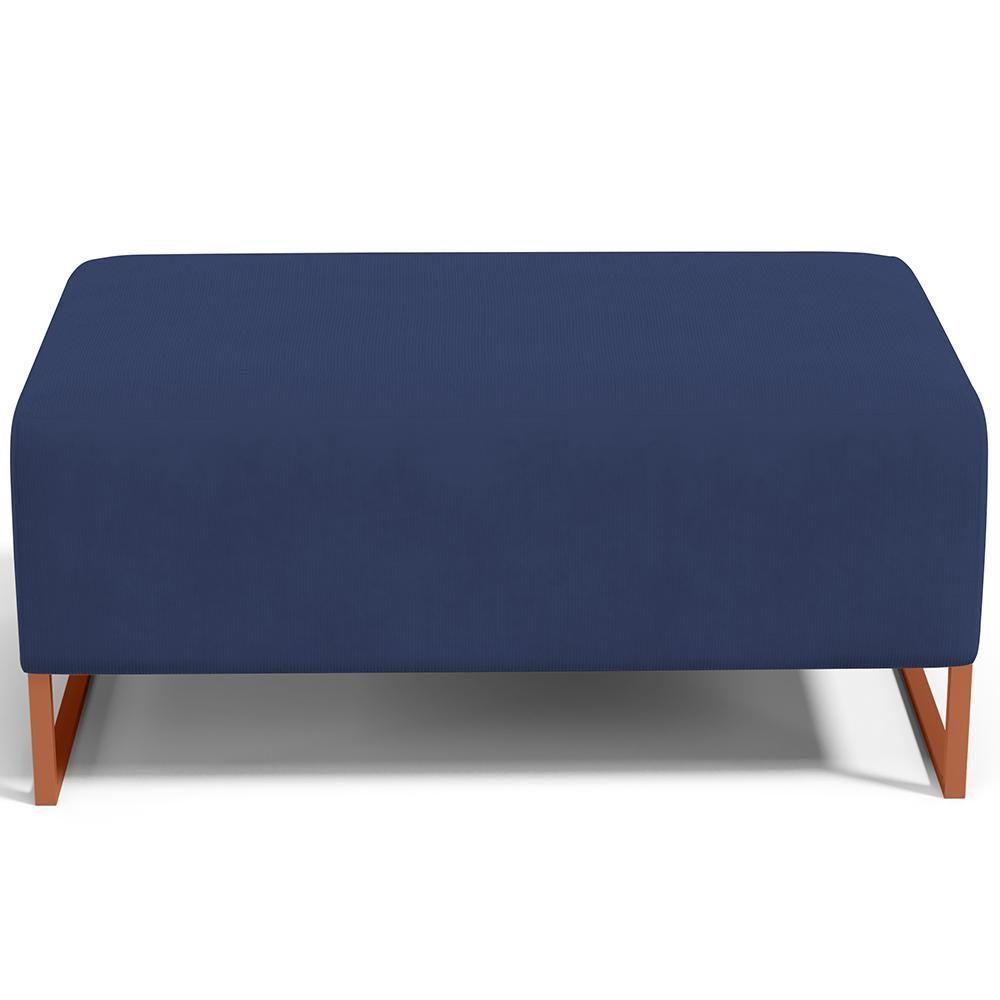 Puff Decorativo Sala De Estar Cléo 90cm Base De Ferro Cobre W01 Suede Azul Marinho - Lyam Decor - 4