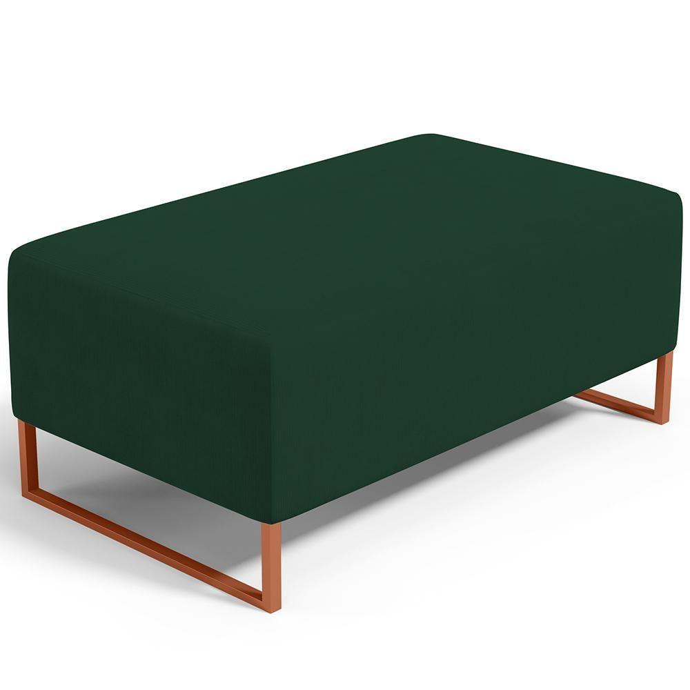Puff Decorativo Sala De Estar Cléo 90cm Base De Ferro Cobre W01 Suede Verde Musgo - Lyam Decor - 1