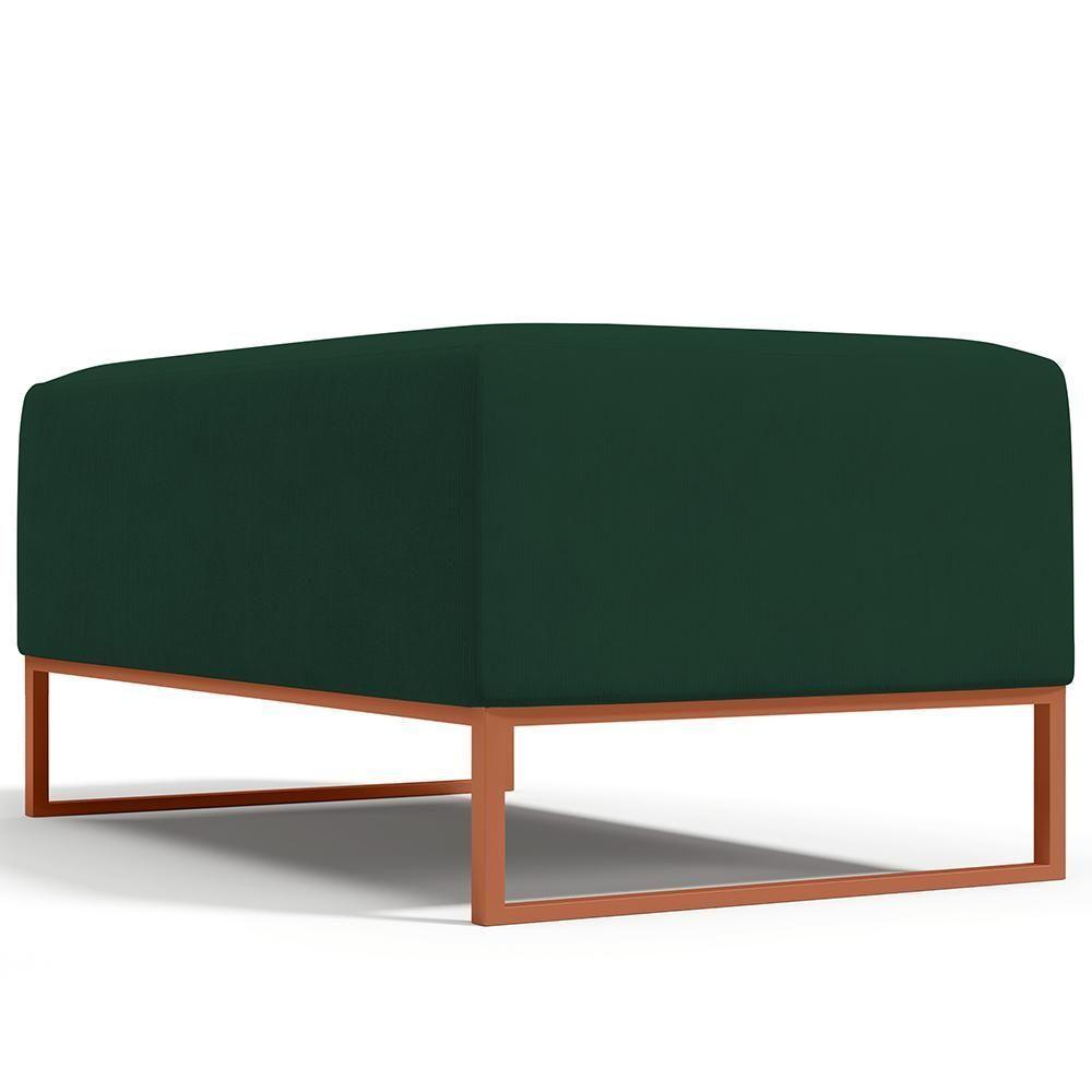 Puff Decorativo Sala De Estar Cléo 90cm Base De Ferro Cobre W01 Suede Verde Musgo - Lyam Decor - 2