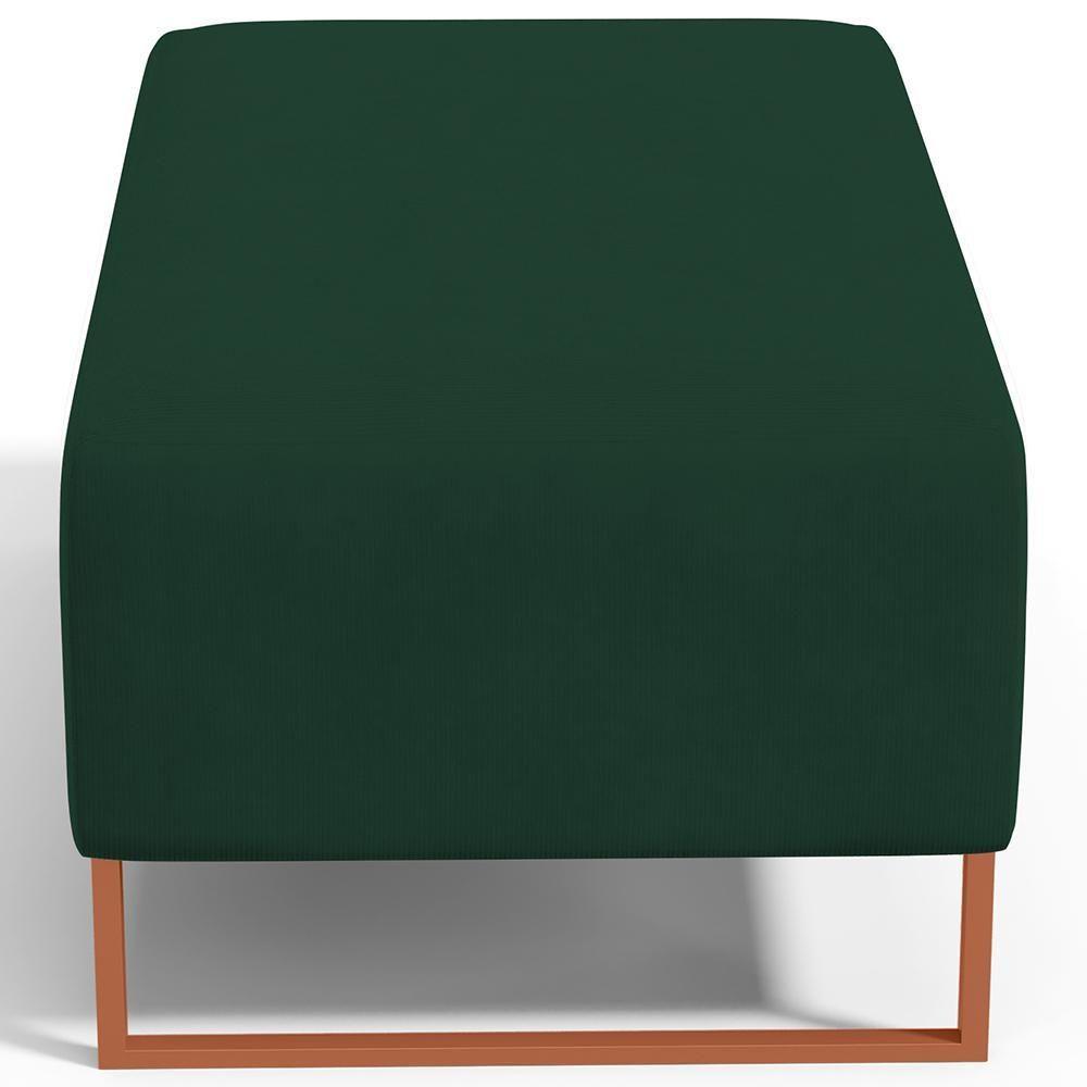 Puff Decorativo Sala De Estar Cléo 90cm Base De Ferro Cobre W01 Suede Verde Musgo - Lyam Decor - 3