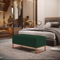 Puff Decorativo Sala De Estar Cléo 90cm Base De Ferro Cobre W01 Suede Verde Musgo - Lyam Decor - 7